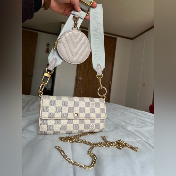 Louis Vuitton Damier Azur Sara Long Wallet & Jacquard strap with coin purse - Picture 4 of 17